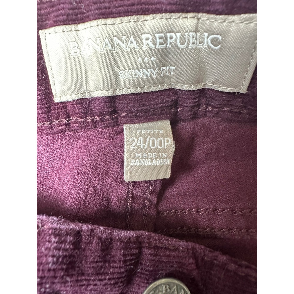 Banana Republic Womens Skinny Corduroy Pants 24/00P Burgundy Petite Stretch Fall - Picture 3 of 7